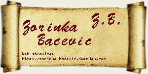 Zorinka Bačević vizit kartica
